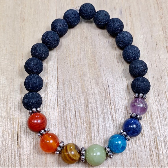 Natural Gemstone Chakra Bracelet Diffuser Yoga - Picture 3 of 5